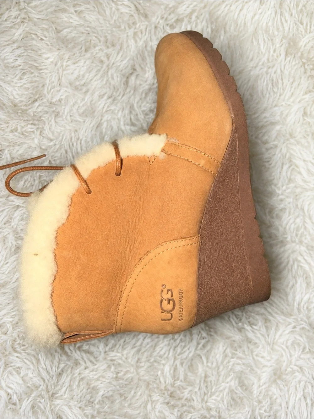 Women's Shearling-Lined Suede Ankle Boots - Tan